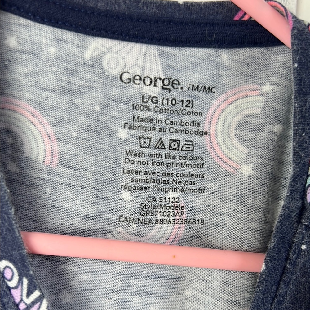 George Kids Short Sleeve Tee - Navy with Pink and White Rainbows - Picture 4 of 4